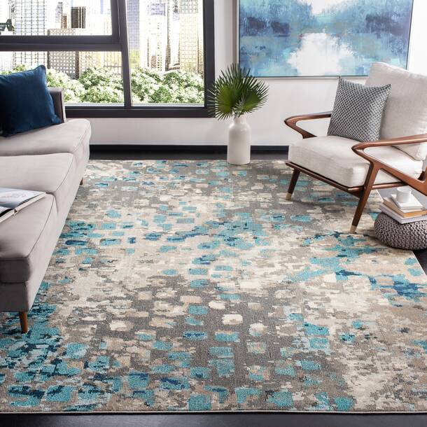 Wrought Studio Pless Abstract Gray/Blue Area Rug & Reviews Wayfair